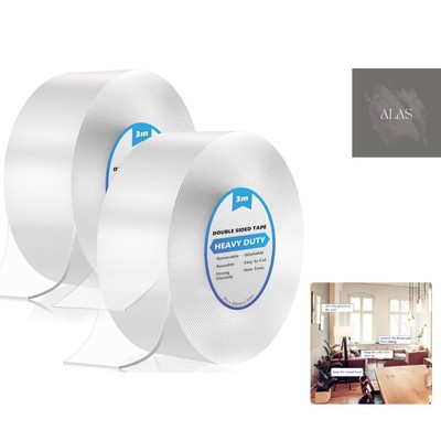 6M Doppelseitiges Klebeband Extra Stark Transparent, 2 Rollen Nano Double Sided