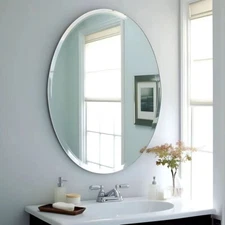 UShower Frameless Beveled Oval Bathroom Mirror