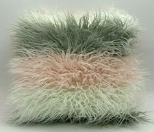 3 Tone Mongolian Faux Fur Cushion or Cover 17x17 21x21 Sofa Decor Plush