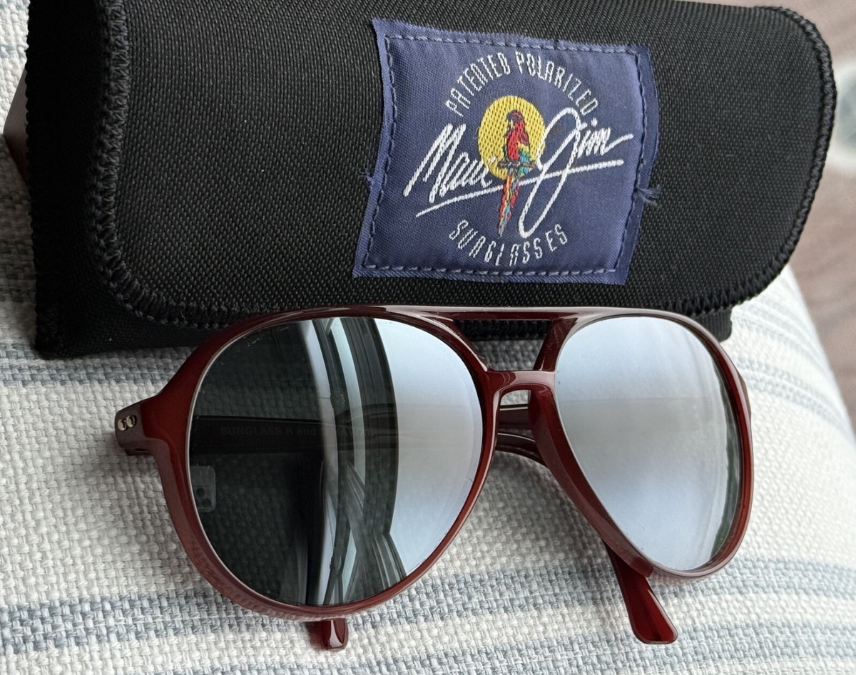 "Original Font Logo" R&D Maui Jim Red Aviator Frame + Neutral Grey Sunglasses View 5