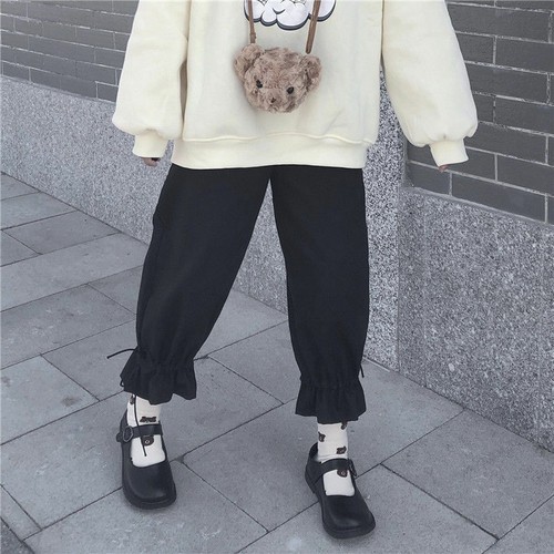 Pantalones japoneses Mori niña recortada pierna ancha Bloomers pantalones Lolita mujer eBay