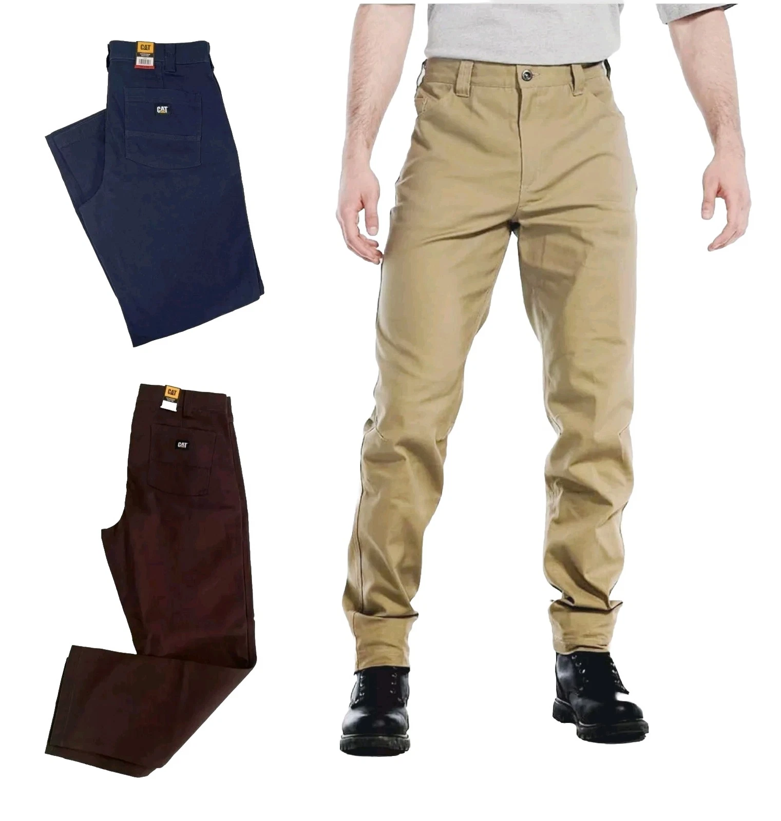 CAT Caterpillar Men Flex Waistband Straight Leg Canvas Utility Work Pant Variety