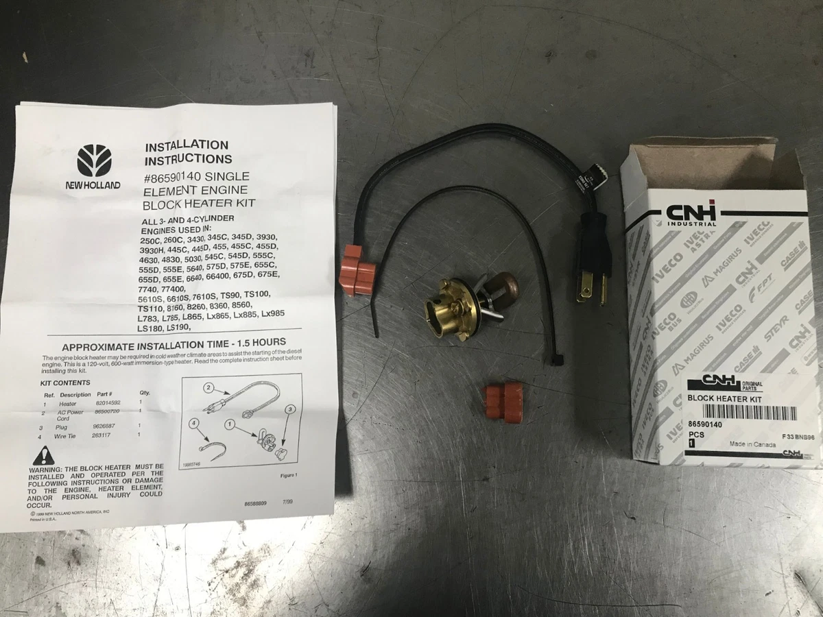 New Holland Diesel 6640 66400 7740 77400 8160 8260 8360 8560 8670 Block  Heater | eBay
