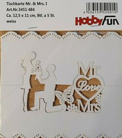 Hochzeit 5 X 5 Deko Platzkarten Tischkarten Mr &Mrs Weiß 12,5X11Cm Neu