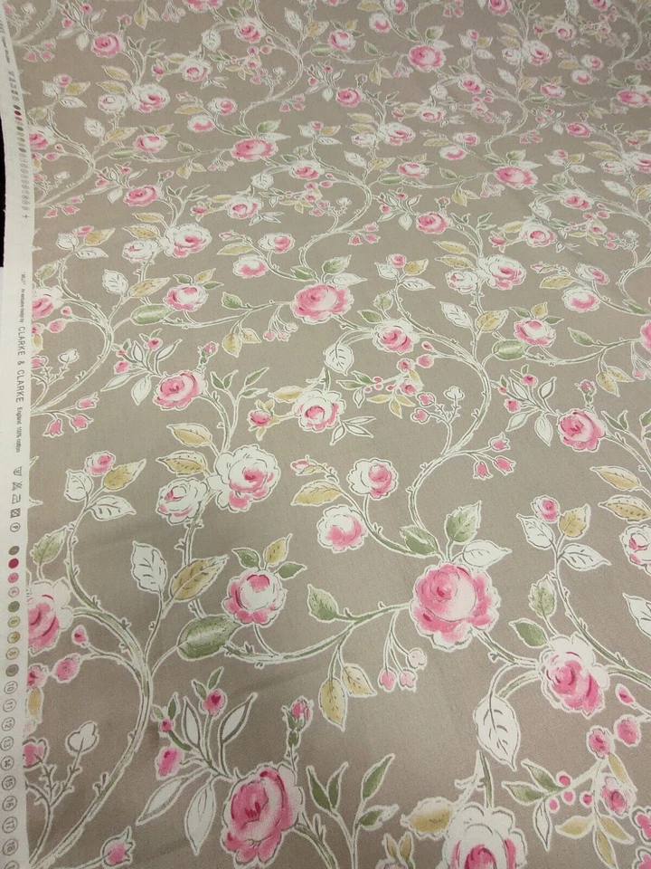 CLARKE & CLARKE Clarke & Claire Milly taupe Vorhang Upholstey Stoff Meterware