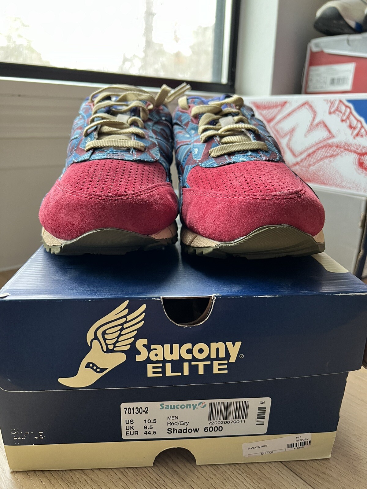 Size 10.5 - Saucony Shadow 6000 x Bodega Tribal Red image 2