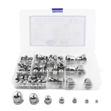 140Pcs M3-M12 Hex Acorn Cap Nuts Assortment Kit 304 Stainless Steel 7 Sizes