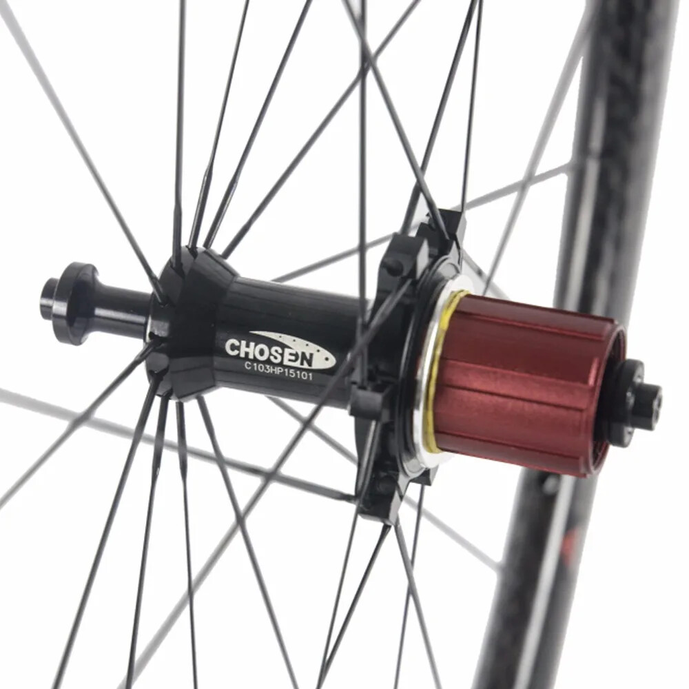 Set ruote bici da strada in carbonio ruote bici larghezza 25 mm forma U clincher 12k lucido foto 5