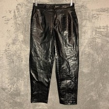 A New Day Women High Rise Faux Leather Snake Skin Relaxed Fit Pants 6 NWT Black