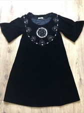 Vintage Designer Lysgaard Black Velvet Evening Embellished Ladies  Dress Size M