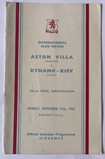 Aston Villa V Dynamo Kiev Friendly 13th November 1961
