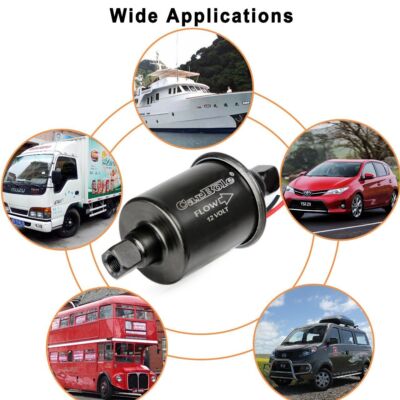 Universal Electric Fuel Pump – Inline Low Pressure 5-9PSI For Carbureted Cars, Trucks & Boats