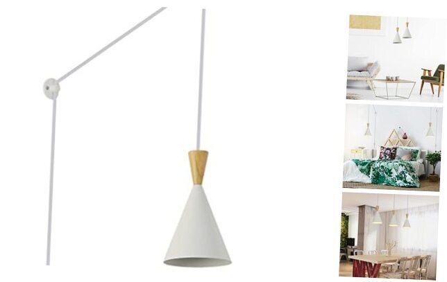 Modern Industrial Plug in Pendant Light Fixture for Living Room, funnel white