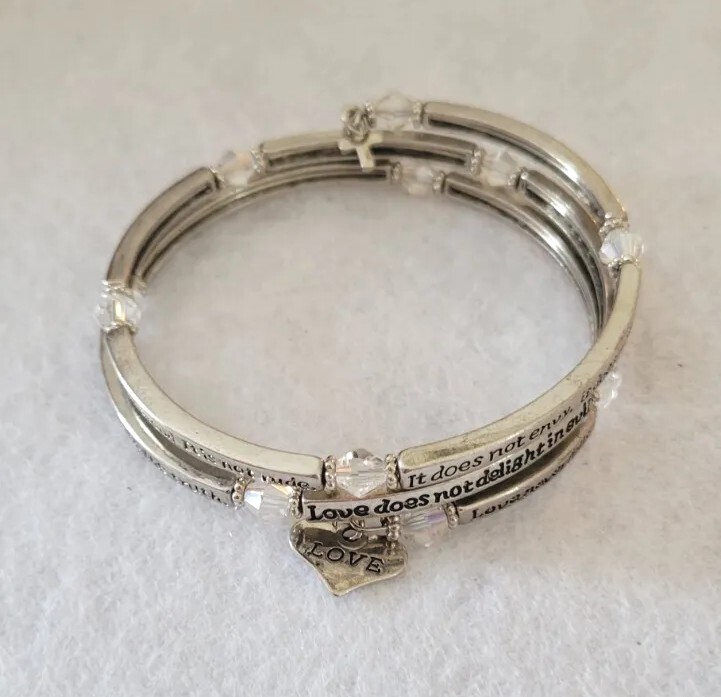 Scripture Wrap Bracelet Silverstone With Crystal … - image 1