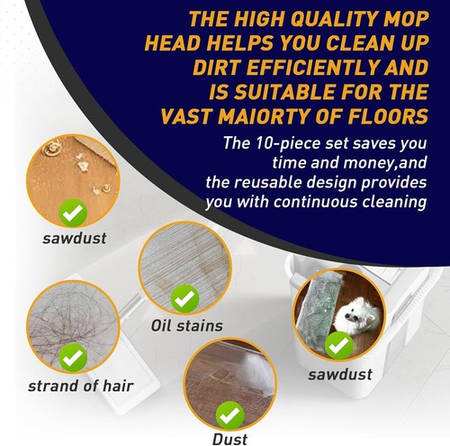 10PCS Mop Replacement Pads Compatible with JOYMOOP Flat - 13''×4.9"Washable - Picture 7 of 7