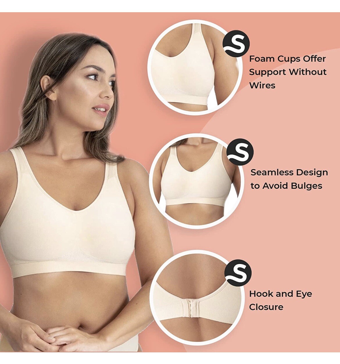 Wirefree Bra High Support, Comfortable, Small to Plus Size,by Shapermint®  Superb | eBay