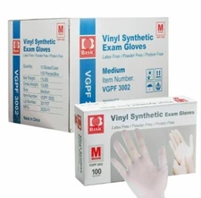 Intco Medical VGPF3002 Vinyl Exam Gloves Clear - Pack of 1000 - Medium