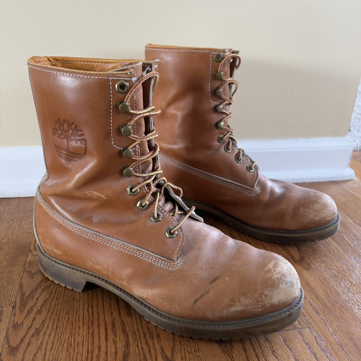 VINTAGE USA Leather Timberland Lace Up Brown Oil Resistant Work