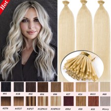 Pre Bonded Stick I Tip 100 Remy Human Hair Extensions Micro Ring Bead 16"-22" A