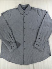 Dockers Men's Shirt Button Down Plaid Black Long Sleeve Size L 16/16.5 2279