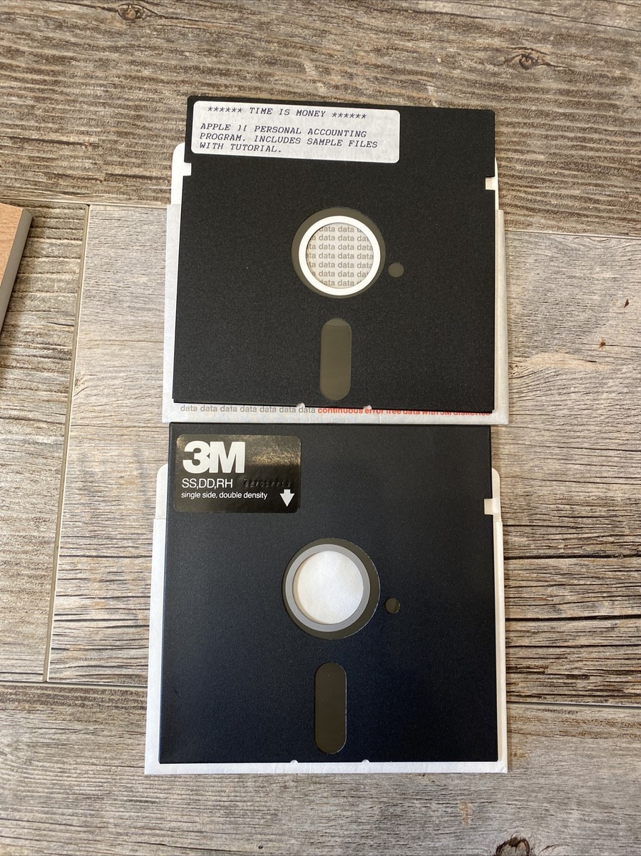Apple IIe IIc Software Time Is Money 5.25” Floppy & Manual