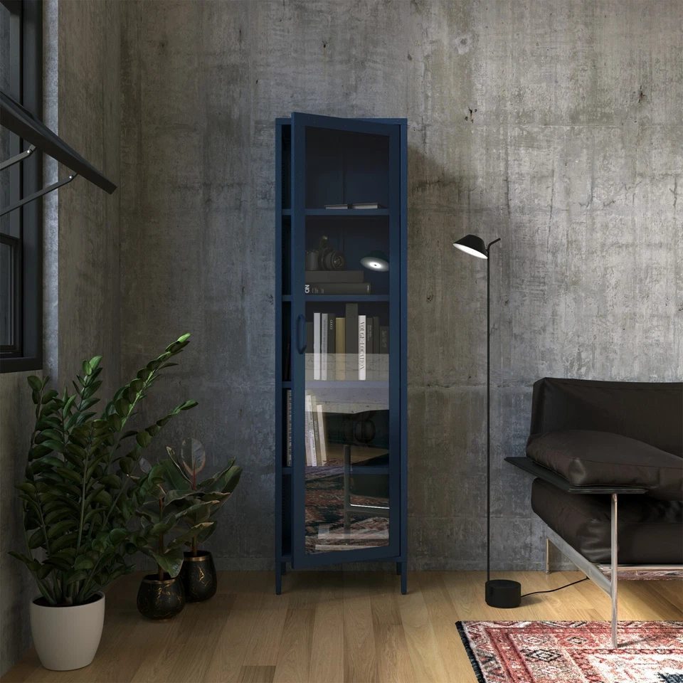 Vetrinetta mobile soggiorno vetrina libreria armadio metallo scintillante - Immagine 2 di 4