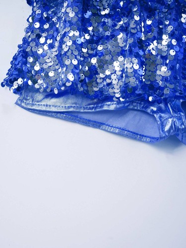 Kinder Mädchen Modern Jazz Latein Tanz Kleid Neckholder glänzend Pailletten Ballett Kostüm - Bild 66 von 100