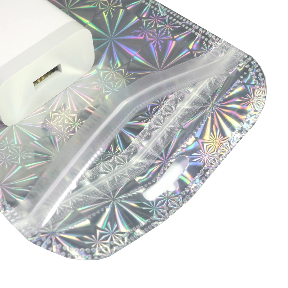 100 x прозрачный и серебряный майлар голографический молнии сумки 4 x 6 дюймов (бесплатная доставка 2 дня) - Изображение 2 из 3