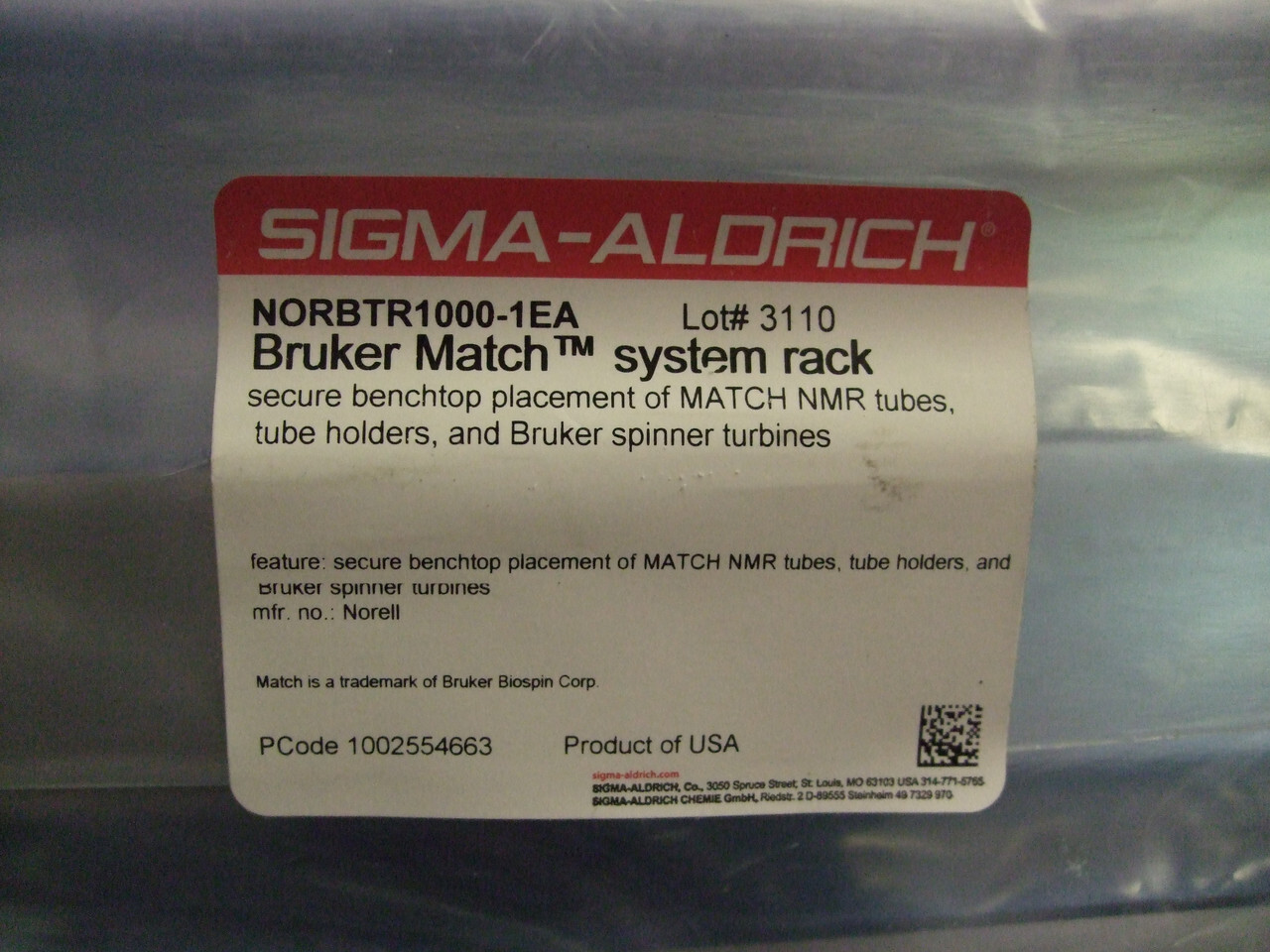 Sigma-Aldrich Bruker Match™ System Rack NORBTR1000