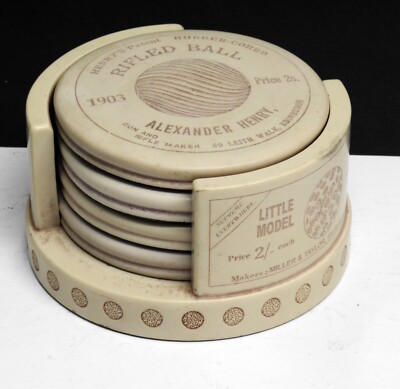 Vintage Golfball Designs Getränk Untersetzer Set in Halter, Creme Farbe