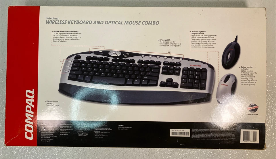 Compaq Windows Wireless Keyboard & Optical Mouse Model CPQ165KB NEW - Image 2 of 4