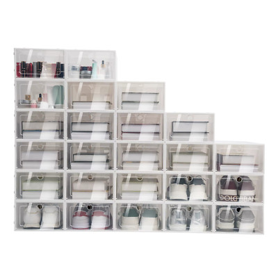 24-Pack Clear Plastic Shoe Storage Boxes with Lids   Stackable Transparent Shoe