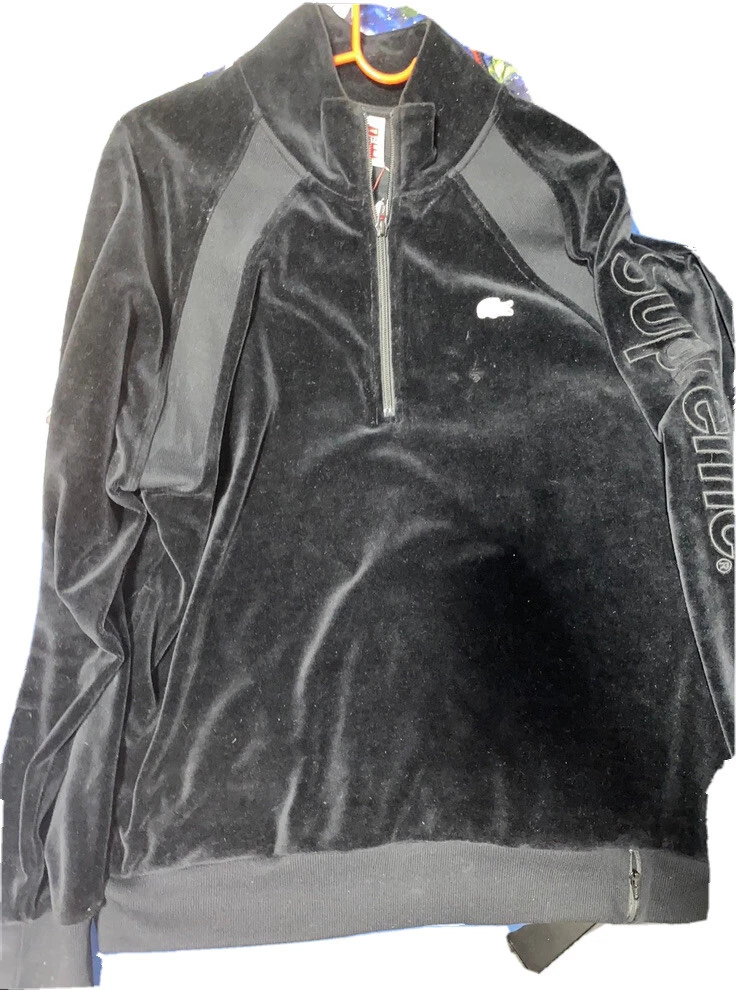 Supreme Lacoste belour semi zip track top noir taille moyenne