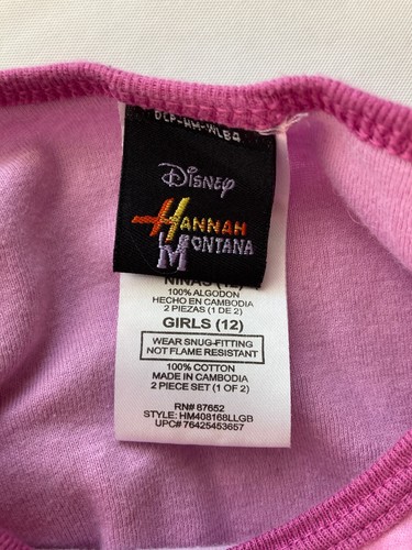 Vintage Disney Hannah Montana Girls Pajama Size 12 Pink Long Sleeve 2 Piece Set - Picture 3 of 4