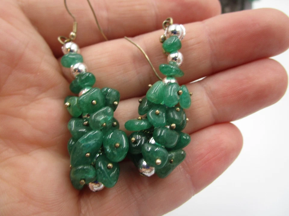 Conjunto de aretes pulsera collar con cuentas de piedras preciosas astillas de aventurina natural Foto 2 de 4