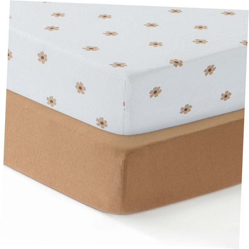 Soft 100% Cotton Jersey Fitted Mini Crib Sheets 2-Pack