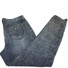 Apii Jeans Size 13 / 14 Stretch Cruzy Skinny Studs Dark Acid Wash Womans 36X32