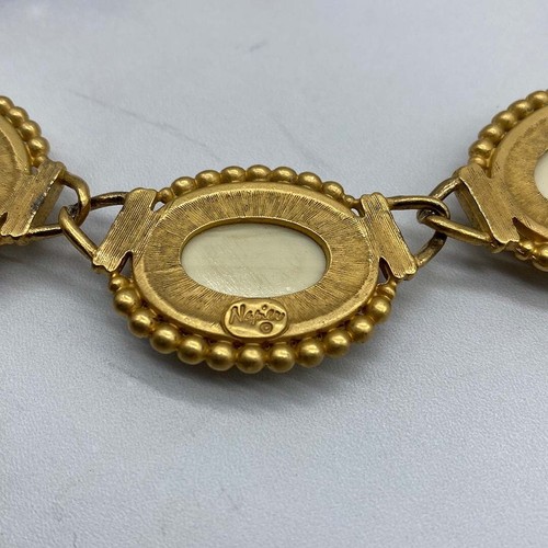 Napier Necklace Zambique Collar PAT 714713 Enamel Cream Gold Tone Vintage - 第 12/13 張圖片