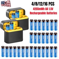 4/8/12/16 PCS 4255mWh Rechargeable AA Lithium Batteries USB-C Smart Charger Case