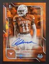 2025 Bowman Chrome U Sapphire 1st Bowman Colin Simmons Auto Orange #22/25 Texas