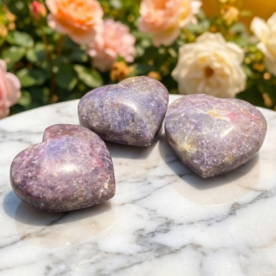 #ad Purple Lilac Unicorn Lepidolite Stone Heart Carving $20.88