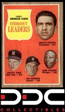 1962 Topps #59 Strikeout Leaders Whitey Ford Jim Bunning Excellent