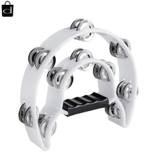Versatile White Tambourine with Ergonomic Grip for Dancing Instrumental Music