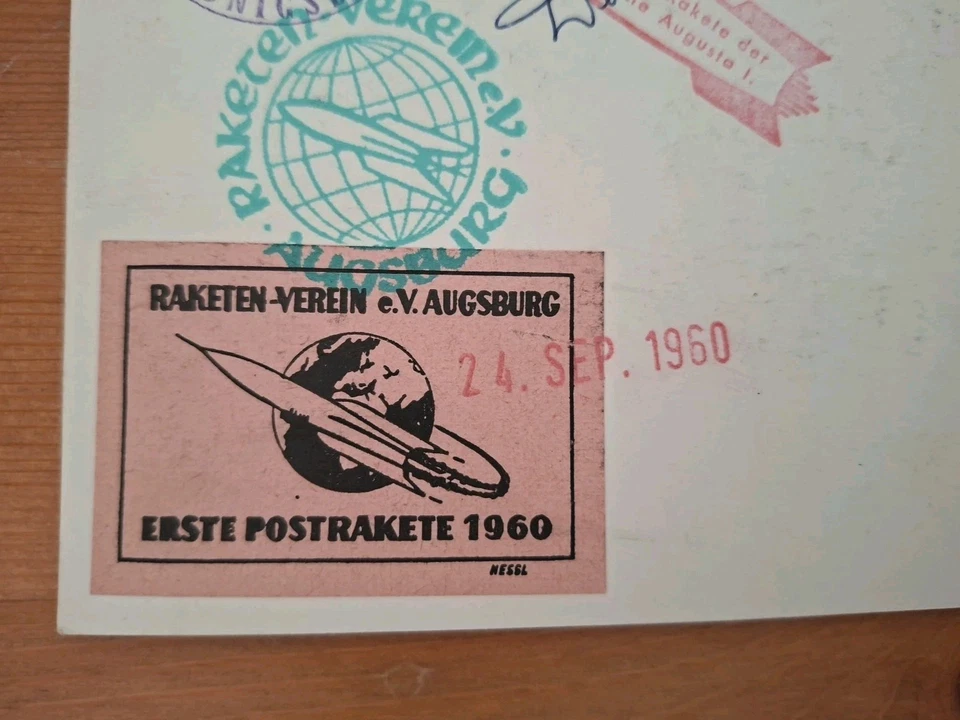 Karte 1. Raketenpost Königsbrunn Erste Rakete 1960 Sonderstempel Augusta I. - Bild 3 von 4