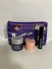 Clinique 4 Pcs Skincare Makeup Deluxe Sample Gift Set Kit Purple Bag New
