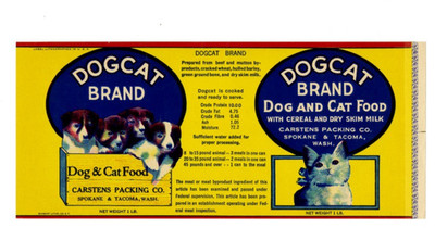 DogCat Brand Dog & Cat Food Can Label - Spokane / Tacoma Washington | eBay
