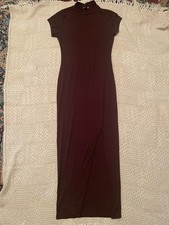 Dark Brown Short Sleeve Midi Dress