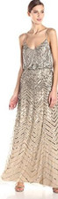 Adrianna Papell Women's Blouson Chevron Beaded Gown, 6