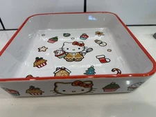 Hello Kitty Sanrio Christmas 9x9 Ceramic Baking Dish Cookies Cupcake  New