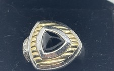 Sterling Silver, 18 Karat Yellow Gold Onyx Ring